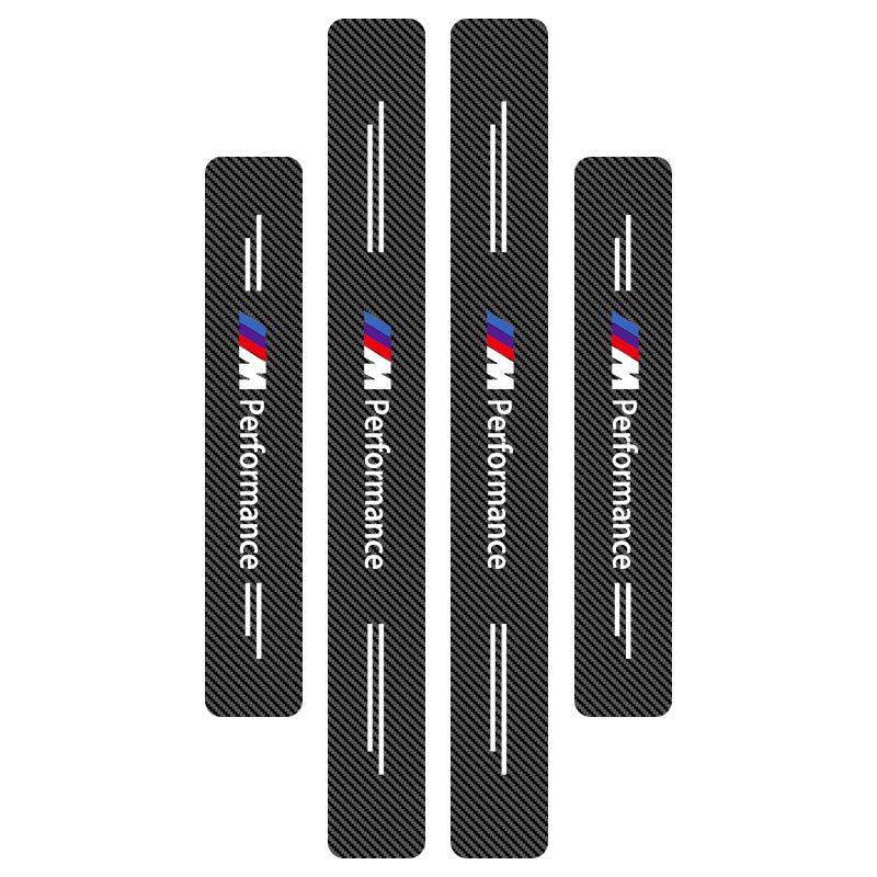4Pcs Car Door Plate Carbon Fiber Threshold Protector Sticker Decals For BMW Performance Power M1 M2 M3 M4 M5 M6 M8 E36 E60 E46 E39 E46 E90 E60 F07 F10