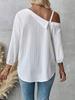 Spring Summer Open Collar 7/8 Sleeve Mesh Texture Button-Down Casual Shirt