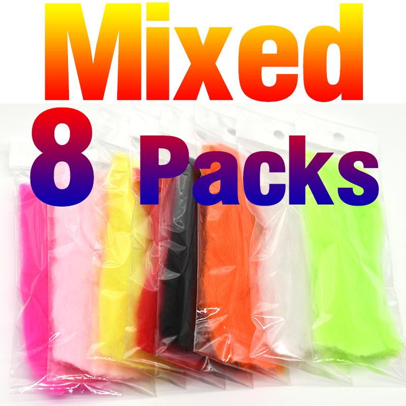 MNFT 8Packs Soft Colorful Egg Yarn Glow Bug Yarns Fiber Baitfish Lure Parachute Fly Tying Material Streamer Flies