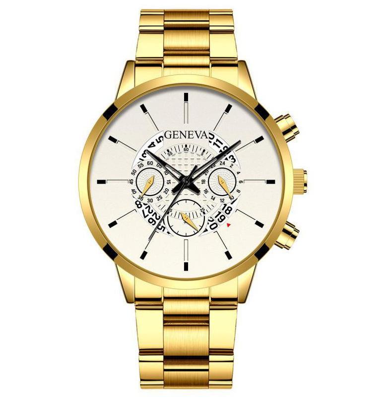Men'S Large Surface Hands Simple Rice Line Date Mesh Strap Watch Creative Quartz Stainless Steel Watch