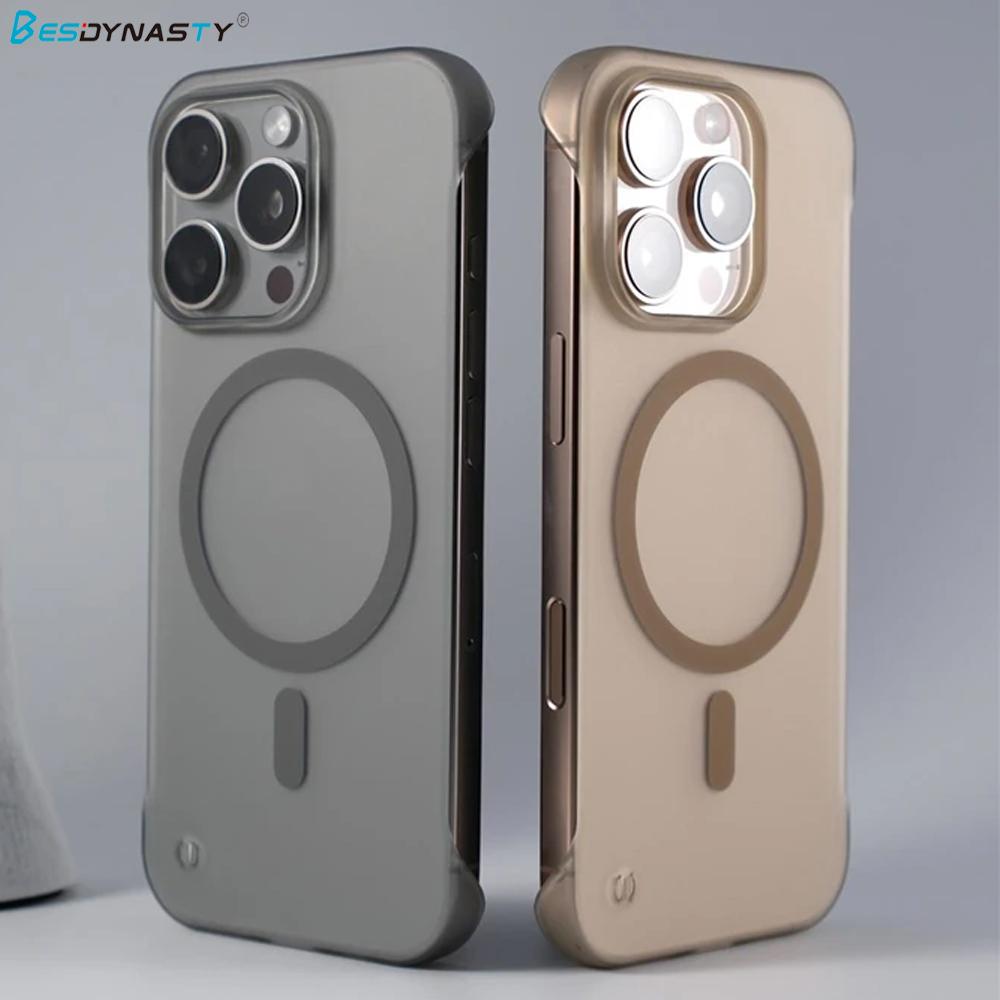 Ultrathin Borderless MagSafe Phone Case for iPhone 17 Air 16 15 14 13 12 Pro Max Wireless Charging Translucent Hard PC Cover