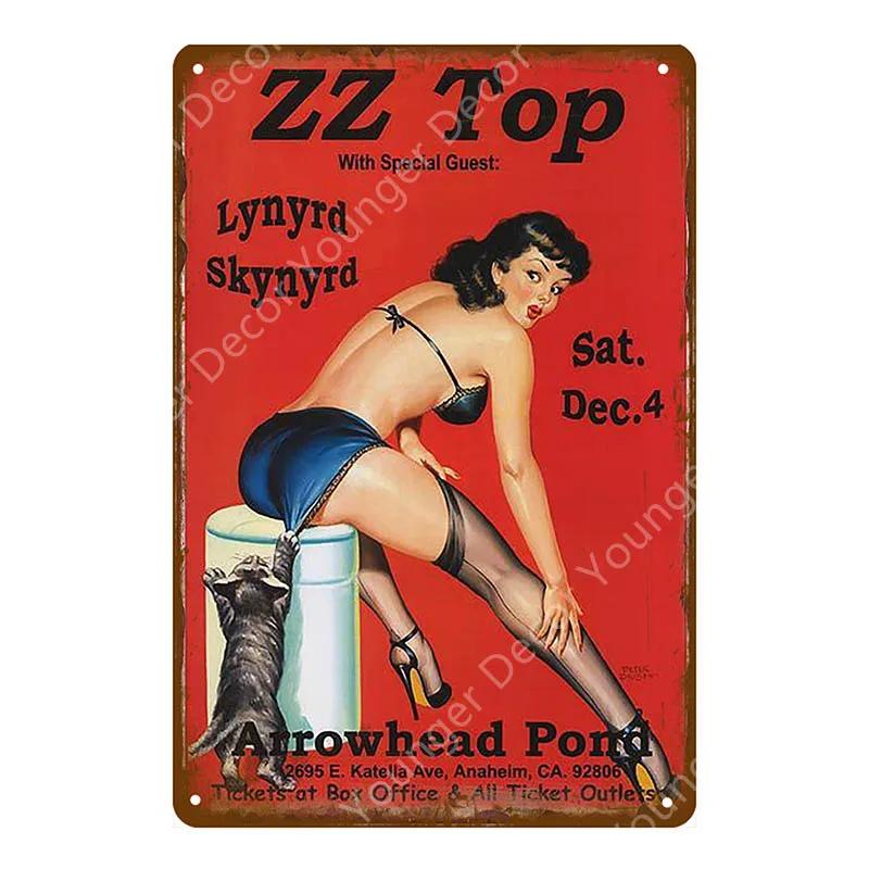 Vintage Retro Sexy Dame Pin Up Girl Malerei Blechschilder Metall Poster Wandaufkleber Bar Kaffeehaus Club Heimdekoration YI-076