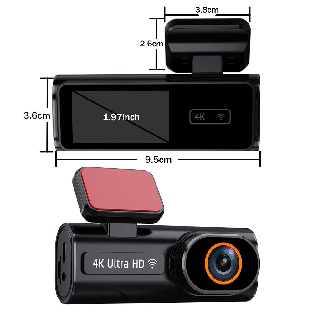 Câmara de painel 4K HD de 1,97 polegadas com lente dupla, GPS e WIFI