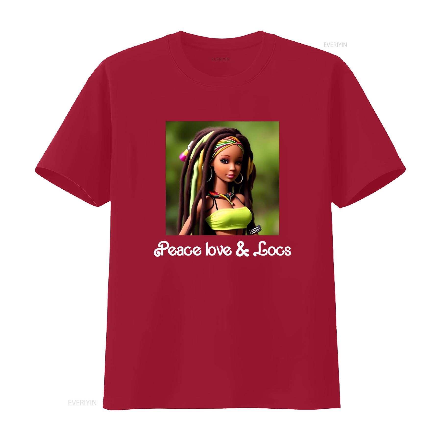 

Peace love and Locs Melanin Doll loc shirts for women Urban Ebony Designs vintage Washed Breathable Top For Everyday Wear S