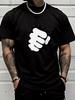 Unisexs Black Crew Neck Tee Cracked Wall Fist Punch Creative Graphic Print Loose Summer Street Casual Daily Basic Short Sleeve Top