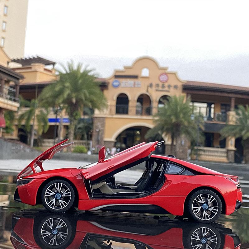 1/24 BMW I8 Supercar Model Samochodu Ze Stopu Diecasty Zabawki Pojazdy Symulacja Metalowy Model Samochodu Kolekcja Prezenty Urodzinowe dla Dzieci