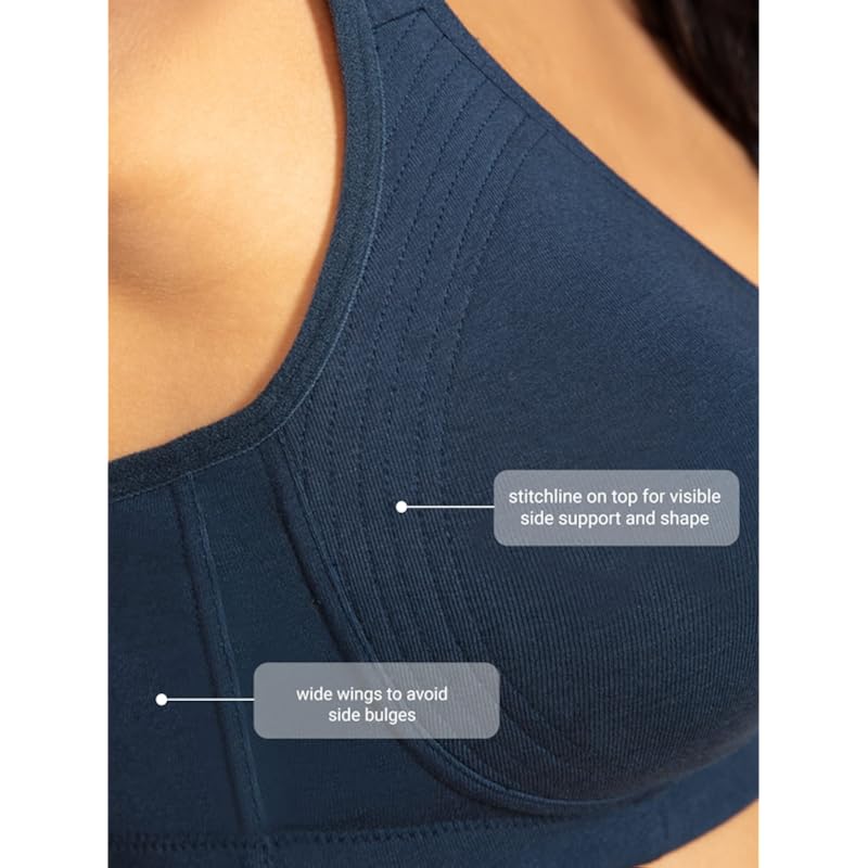 NYKD Everyday Cotton Bra for Women - Encircled with Love | Non-Padded | Wirefree | Full Coverage with Side Support Shape