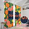 2pcs 2D Flat Printing Scene Curtain Summer Fruits Floral Vibes Polyester Without Electricity Festive Wall Decor for Holiday