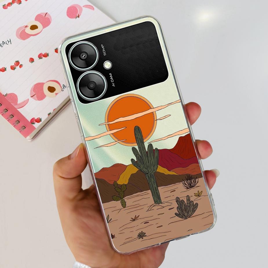 For Xiaomi Poco M6 5G Case Stylish Painted Cover Clear Silicone Phone Case For Xiaomi Poco M6 Pro M6Pro PocoM6 Soft Cover Bumper