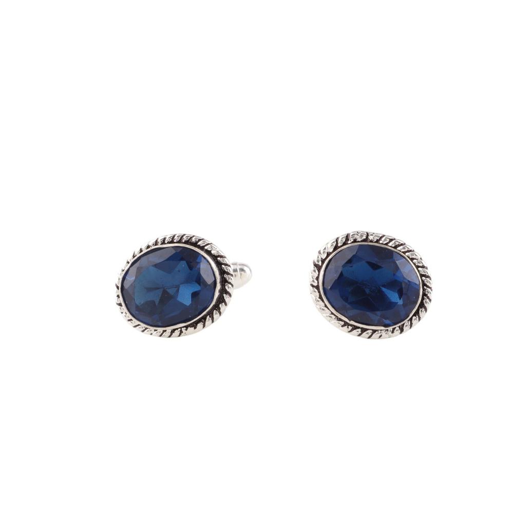 London Blue Topaz Gemstone 925 Sterling Silver Jewelry Cufflinks 0.6" For Groom CL-1-9