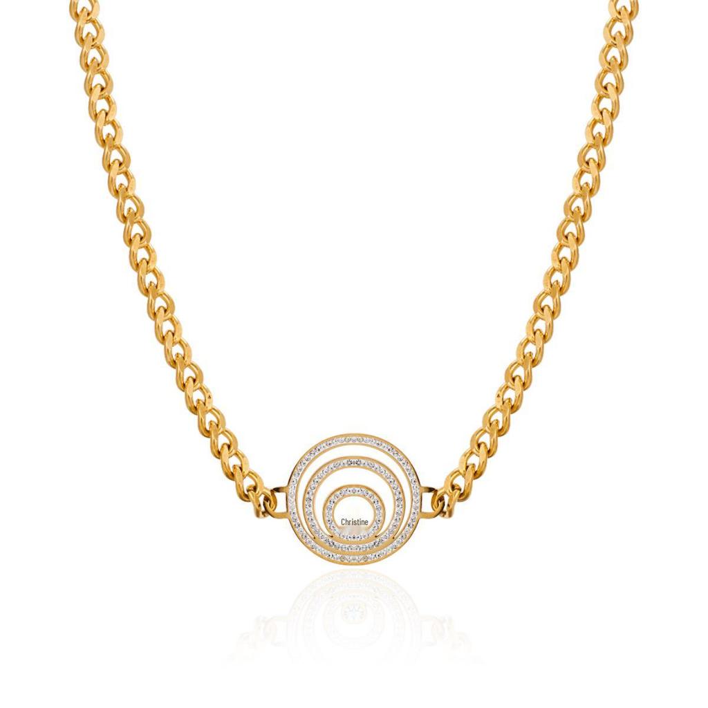 Luxury Gold-Plated Stainless Steel Jewelry Set with Diamond-Accented Necklace, Earrings, Bracelet, and Anklet