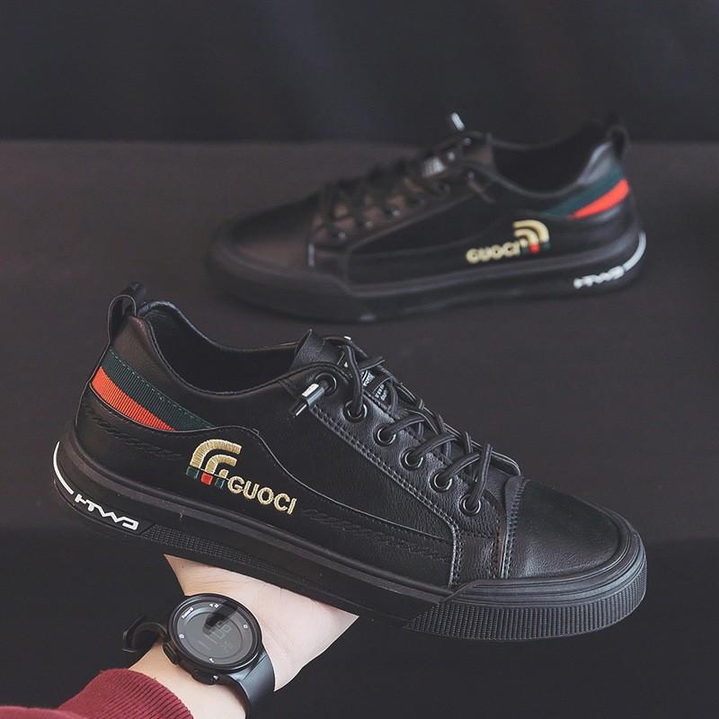 

2025 spring casual shoes men s trend fashion board shoes versatile soft sole low-top breathable sports soft surface white shoes 44 чёрный