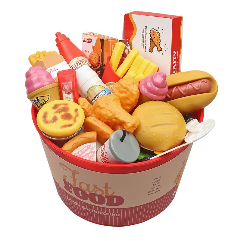 Kids' Pretend Play Kitchen Set: Hamburger, Fries, Pizza - Educational Toy for Boys and Girls