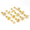 Gold Stainless Steel Earrings with Zircon Studs - Creative and Elegant Design