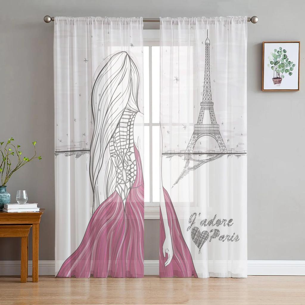 Forest Fairy Flower Butterfly Girl Tulle Curtains Living Room Bedroom Decor Chiffon Voile Kitchen Window Curtain Light Filtering For Made Of Polyester
