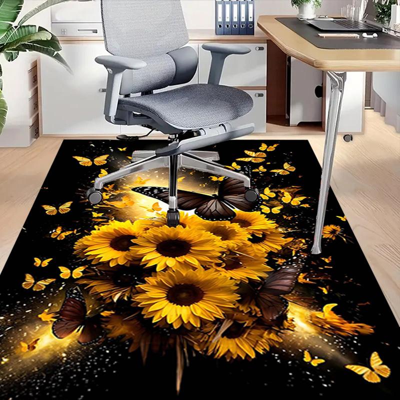 1PC Butterfly Sunflower Non-Slip Floor Carpet, Office, Family, Bedroom, Studio - Large Area Rug,Decorative Mat, Longlasting Material-C0454