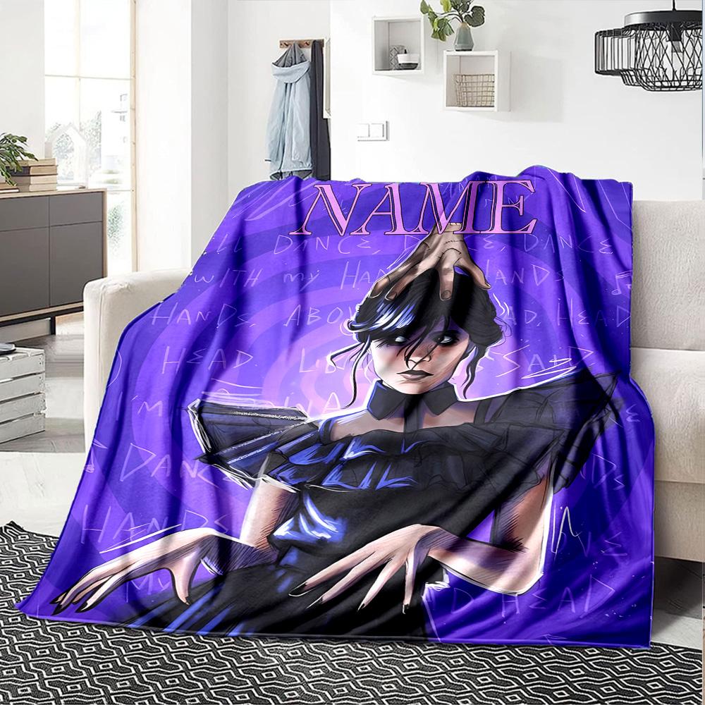Customiz Name Personality Wednesday Addams Blanket Soft &Warm Sofa Office Bed Travel Lunch Break Blanket, Gift Suitable All Seasons