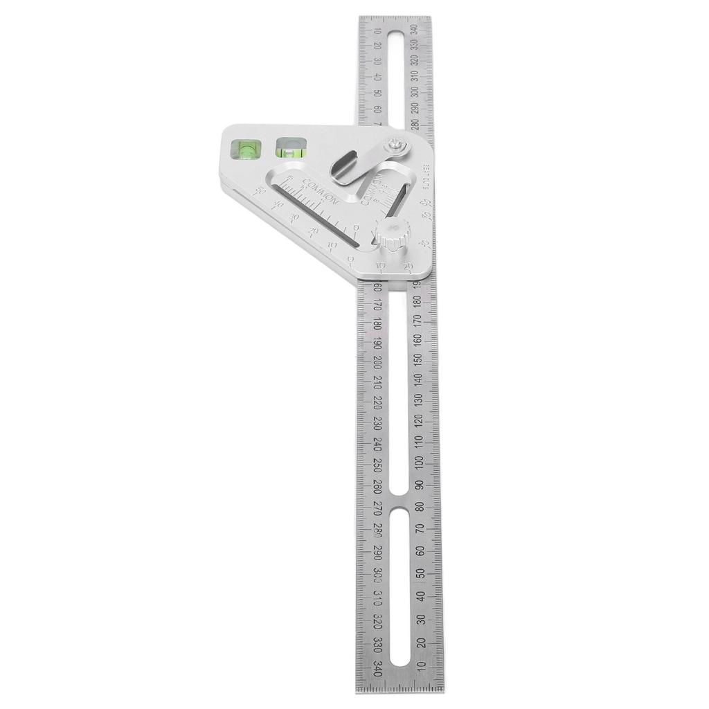 Woodworking Triangle Ruler Silver Flexible Wear Resistance Triangle Ruler with Bubble Level