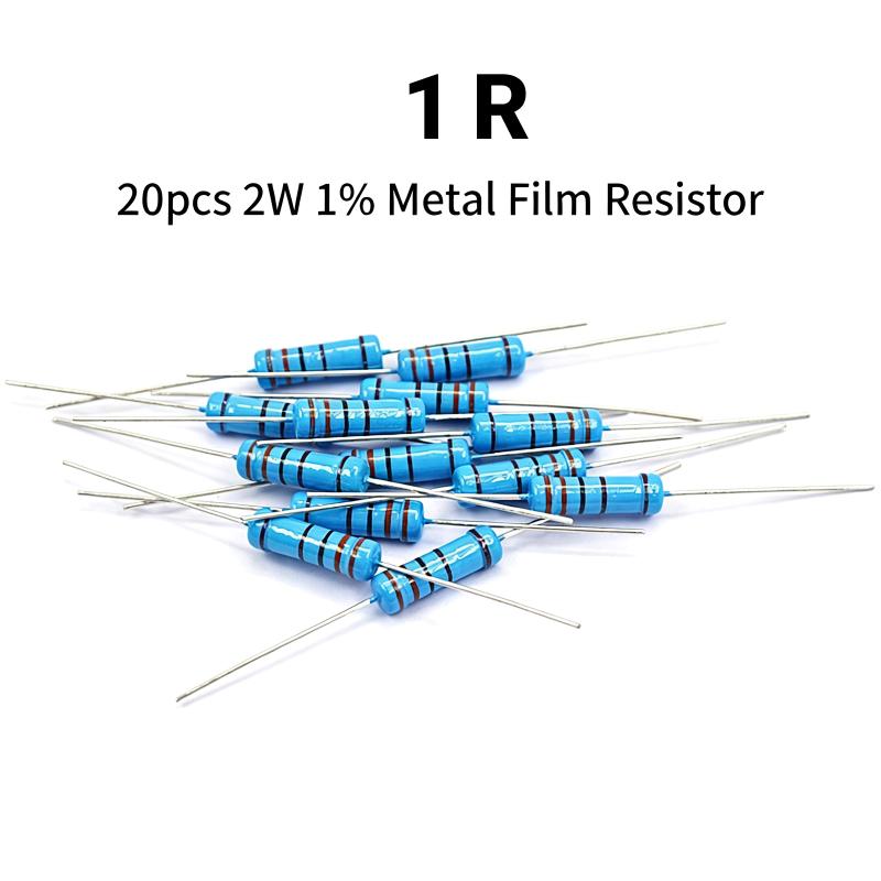 2W 1% Low Error Metal Film Resistor Assortment 20Pcs 1R-10M for PCB Design and Prototype Production