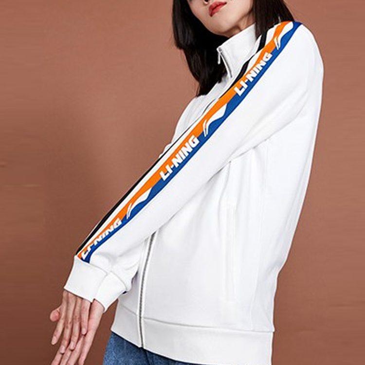 Li Ning Sports Fashion Collection Sweatshirts Unisex Ivory Stand Collar Moderate Cardigan AWDQ368-4
