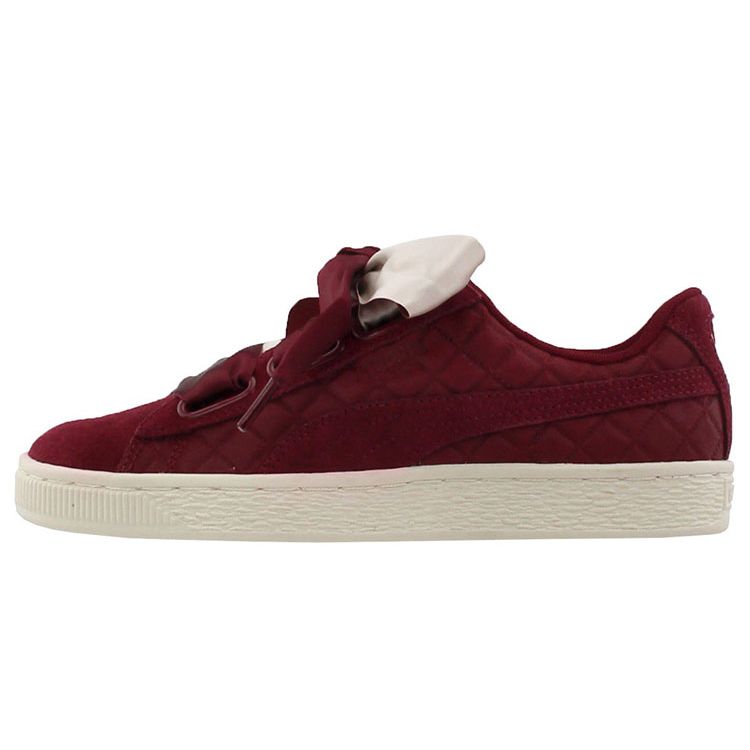 Puma Suede Heart Quilt Cordovan Women Sneakers Red Cameo-Brown 365462-01