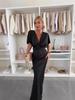 2025 Spring/Summer Satin Twist Bust Batwing Sleeve Dress for Women