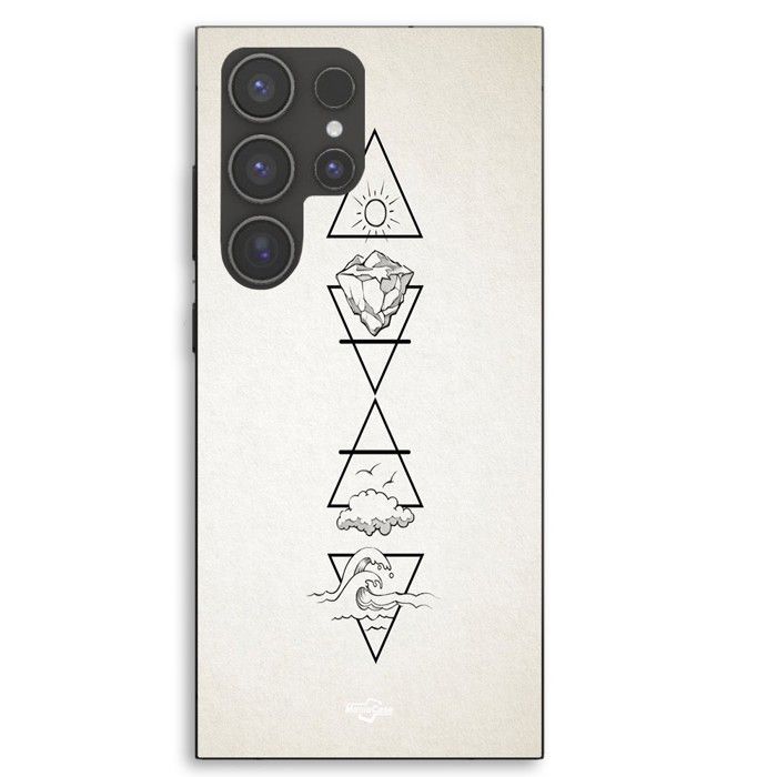Coque téléphone - MANIACASE - Samsung Galaxy S24 Ultra - Silicone TPU - Motif Les 4 éléments sacrés - Noir