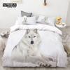 3D Wolf Space Duvet Cover Tiger Lion Animal Pattern Bedding Set Light And Dark Meet Wolf Moon Comforter Cover With Pillowcases