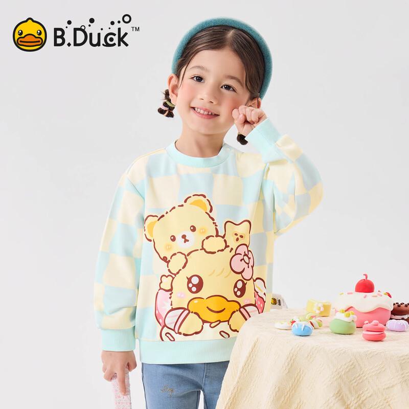 B.Duck Girls  Casual Plaid Pullover Sweatshirt 120