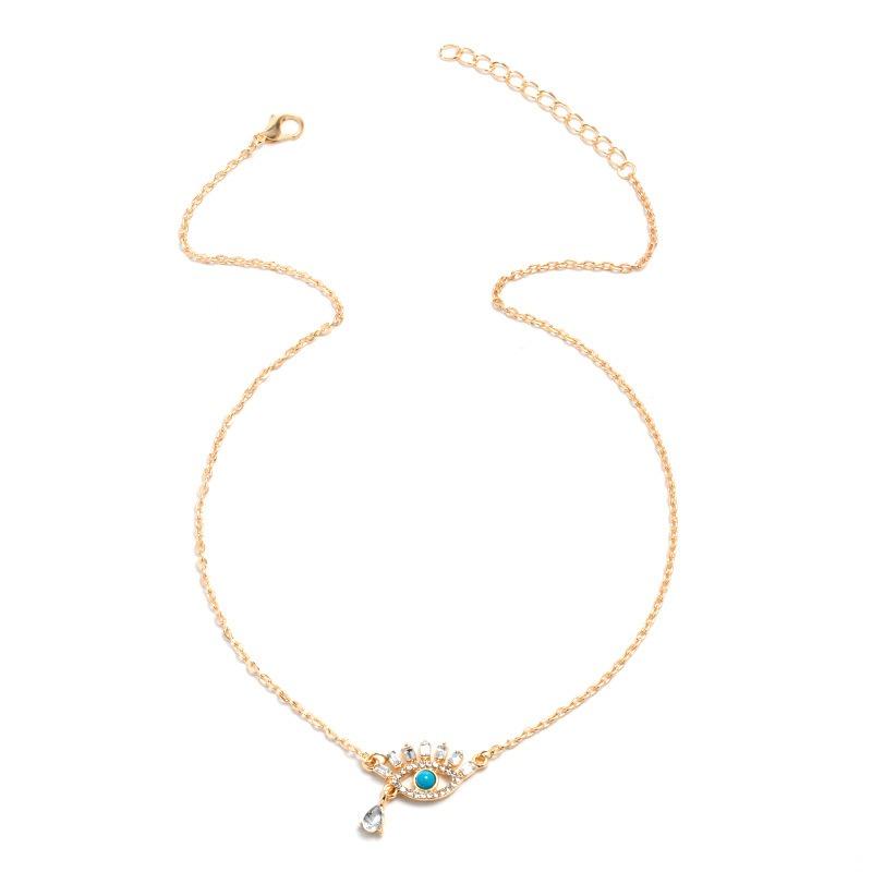 Diamond Eye Pendant Hot Sale Accessories Gold Alloy Devil's Eye Necklace Women