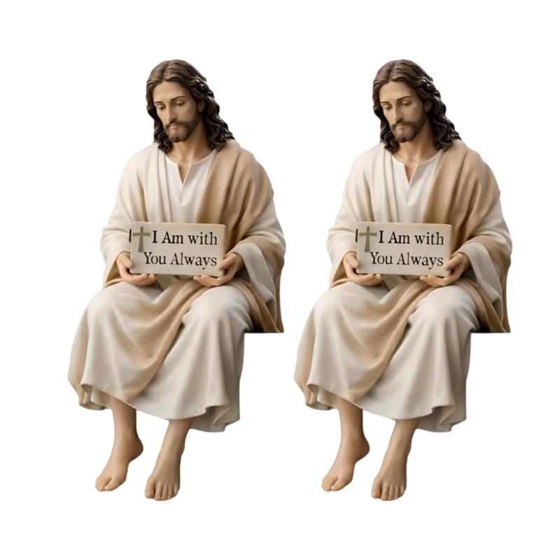 Inspirierende Christusstatue mit handbemaltem Detail Harz Schreibtisch-Begleitfigur Christliches Ornament Religiöses Geschenk