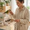 Splash Proof Bird Food Bowl Wall Mount Parrot Food Cup Stable Bird Station Stand  Cage Accessories