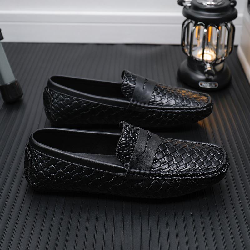 Herren Mokassins Loafer Fahrschuhe Komfort Leder Flats Lässige Slipper Übergröße Farbe Blau Erbsenschuhe Übergröße