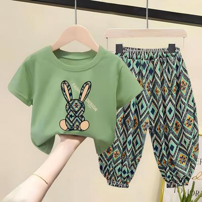 Children Clothing Sets Boys Girls  Summer Mother Kids Clothes Cotton T-shirt Short Sleeves Trousers 2pcs Suit Baby Clothes