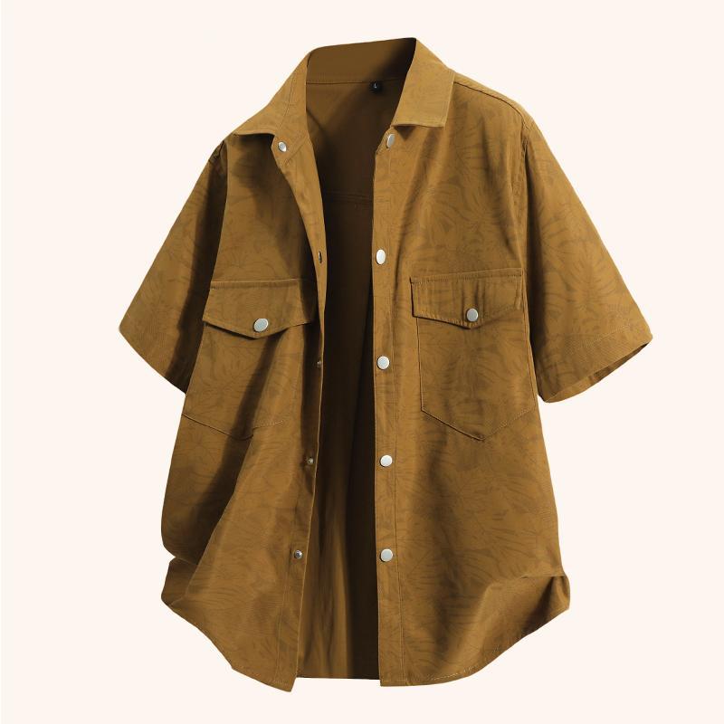 Men's Short Sleeved Shirt, Summer Collar, Inch Shirt, Loose Oversized Shirt