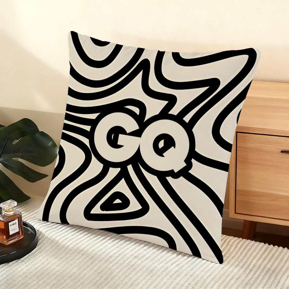 GQ Magazine Cushion Cover Silky Short Plush Home Sofa Cushion Cover - Invisible Zipper Home Decoration 12x12Inch