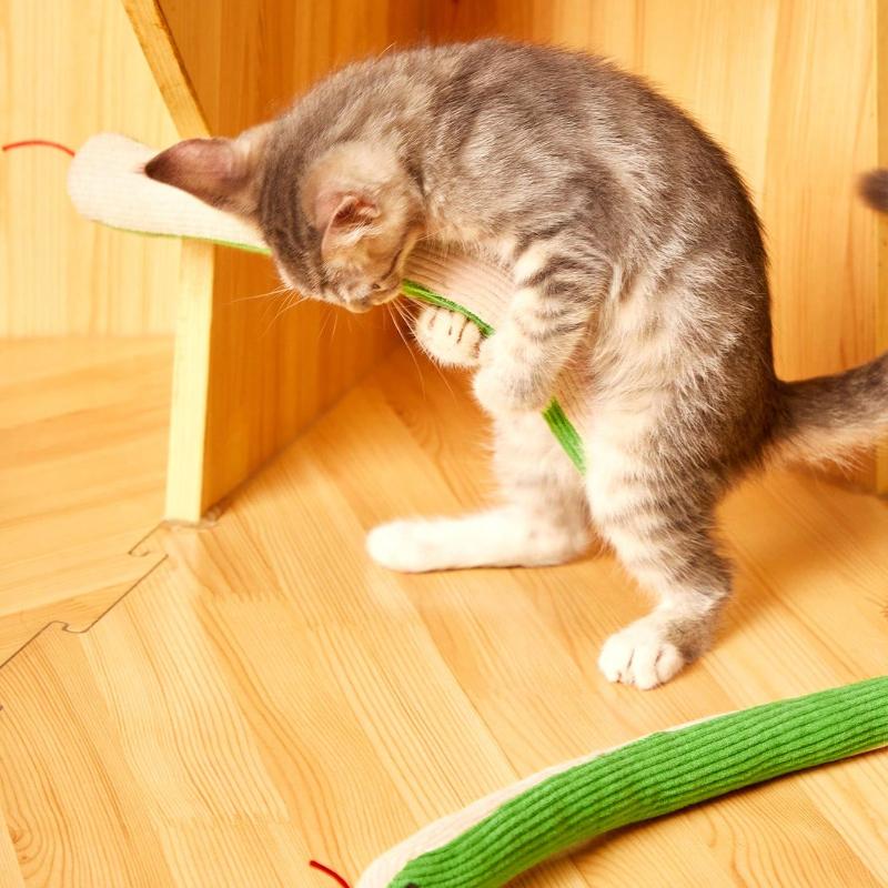 Cat Toy Snake, 2pcs Crinkle Sound Toy Soft Linen, Interactive Kitten Exercise Kick Toy for Indoor Cats 16.5 Inch (Approx. 42cm)