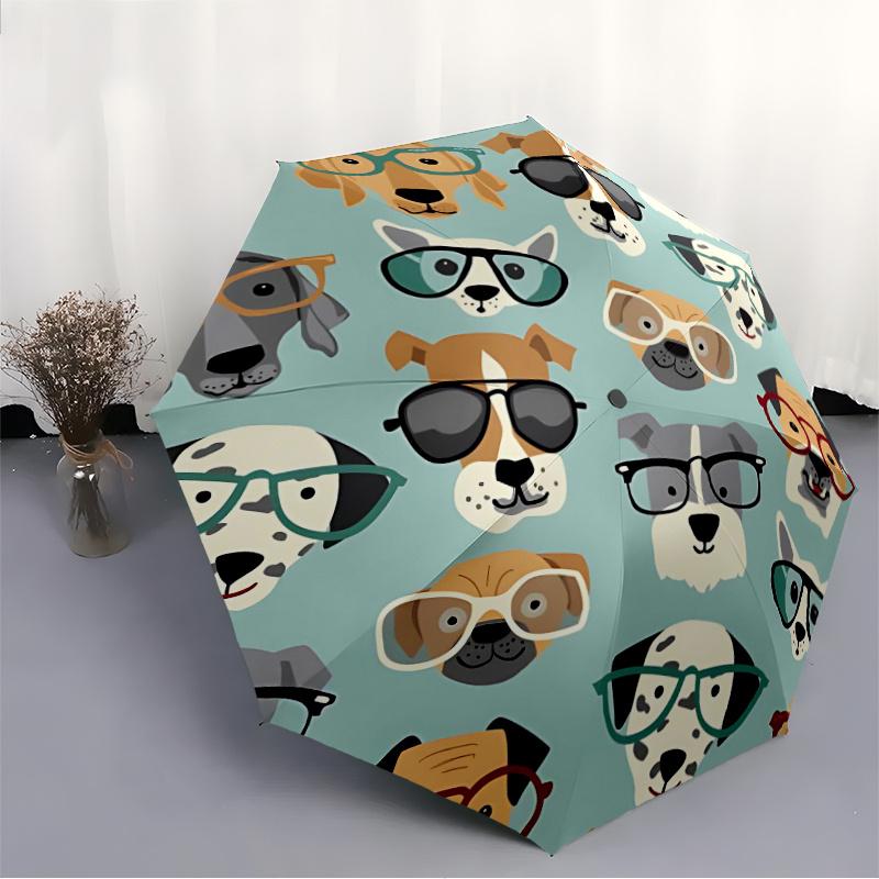 1pc Dogs Glasses Automatic Open/close Umbrella, 8-Rib sturdy structure, Portable Travel Umbrella, Parties, Everyday Use, Outdoor Accessory