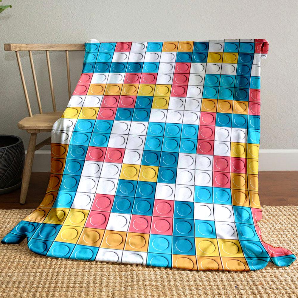 The Pattern Consists of Colorful Square Tiles with Circular Indents. for All Seasons Blanket Lunch Break Throw Gift
