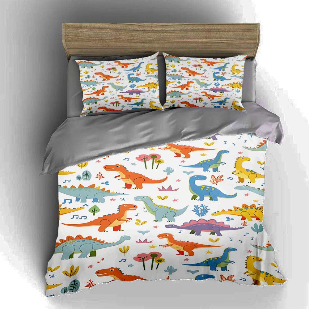Colorful Dinosaur Illustrations. Bedding Duvet Cover Sets Duvet Covers Pillowcases Gifts (1 * Duvet Cover 2 * Pillowcases, Without Duvet Insert)