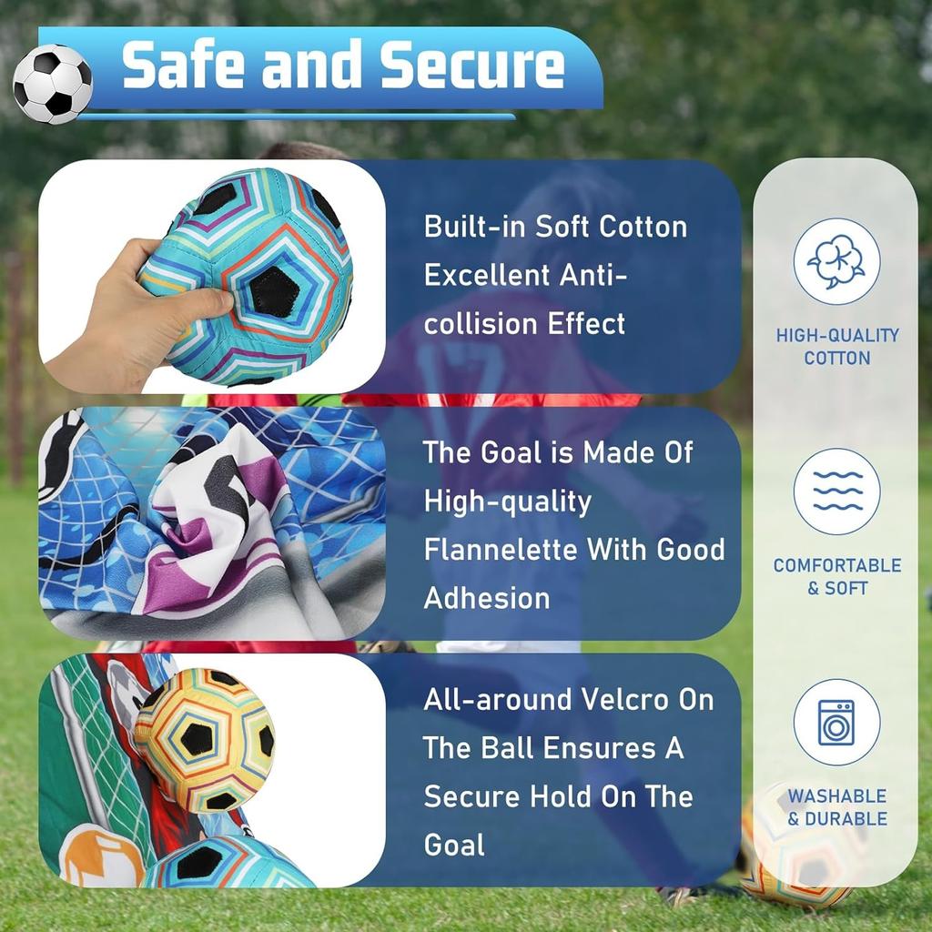 Soccer Ball Game Set for Kids Indoor Outdoor Backyard Toss Soccer Goal Game with 1 Velcro Ball Foldable Flannel Goals Toddlers