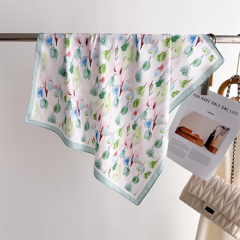 Luxury Silk Feeling Square Scarf Women  Print Satin Neckerchief Spring Hair Band Foulard Bandana Echarpe Tie Shawl Wraps