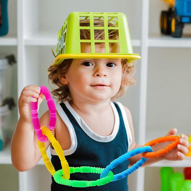Colorful PopTelescopic Tube Stretching Corrugated Tube Children Adult Party Festival Stress Relief Toy