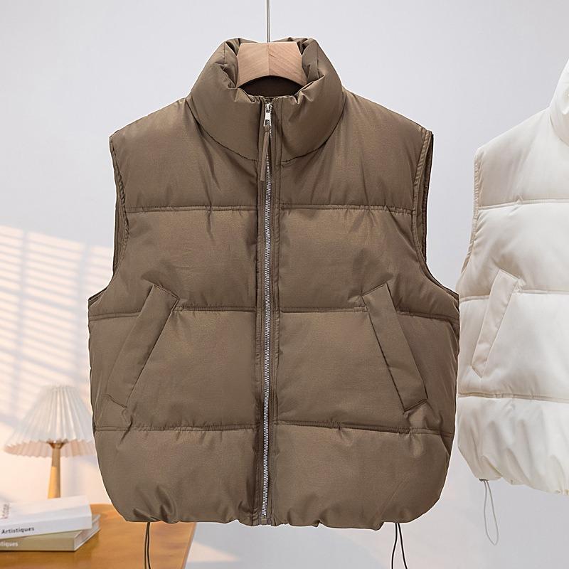 Fashion Sleeveless Women's Vest Short Outer Wear Autumn and Winter New Stand-up Collar Jacket Thickened Coats Zipper Cotton-padded Clothes