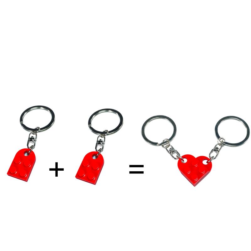 Non-Toxic Moc Bricks Heart Key Chain Plate Modified 2X3 With Hole 3176 Coupling Love Thanksgiving Educational Building Block Lovers Gift