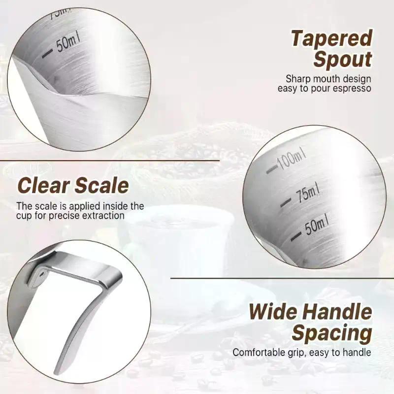 304 Stainless Steel Coffee Measuring Cup with Scale Espresso Shot Cup Kitchen Tool Coffee Machine Accessory Measure Mug
