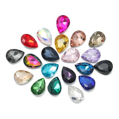 10pcs/lot Teardrop Glass Bead Crystal Gem Stone Point Back Drop Shape Rhinestones Glue On Rhinestone For DIY Jewelry Accessories