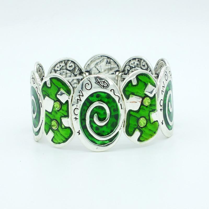 

European and American Retro Women s Elastic Drip Oil Bracelet Ancient Bronze Enamel Color Bracelet Jewelry