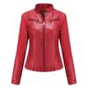 Women's European & American Spring/Autumn Leather Motorcycle Jacket - Stylish Short Design