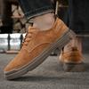 Fashion Retro Genuine Leather Men Shoes Casual Non Slip Wear Resistant Suede Daily Business Shoe Hot Sale Round Toe Low Top British Styl